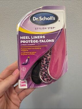 Dr. Scholl's Heel Liners - Pink, Black & Leopard Print - 3 Pair Pack